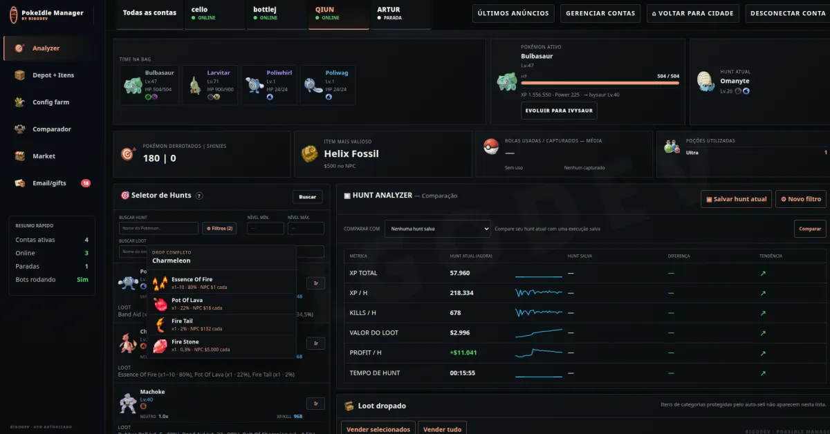Tela Free do Hunt Analyzer básico