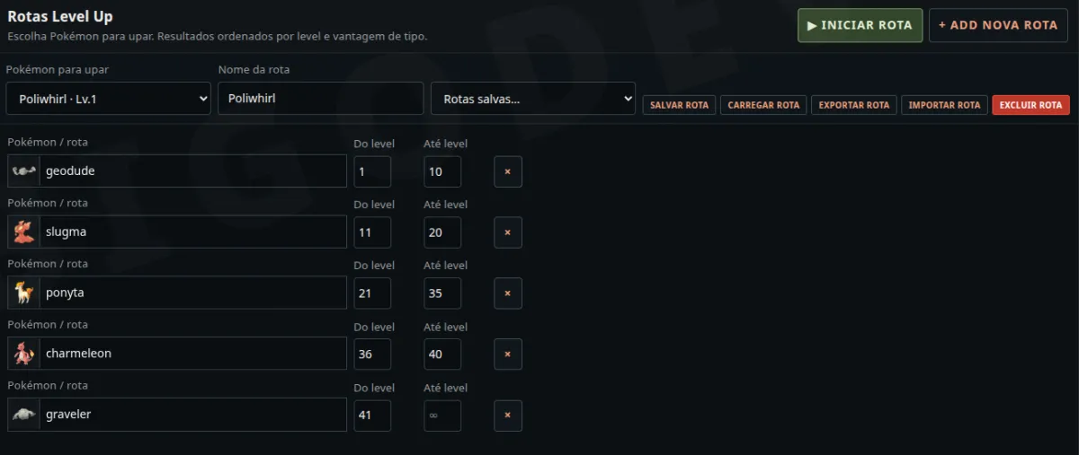 Tela Free da interface de rotas